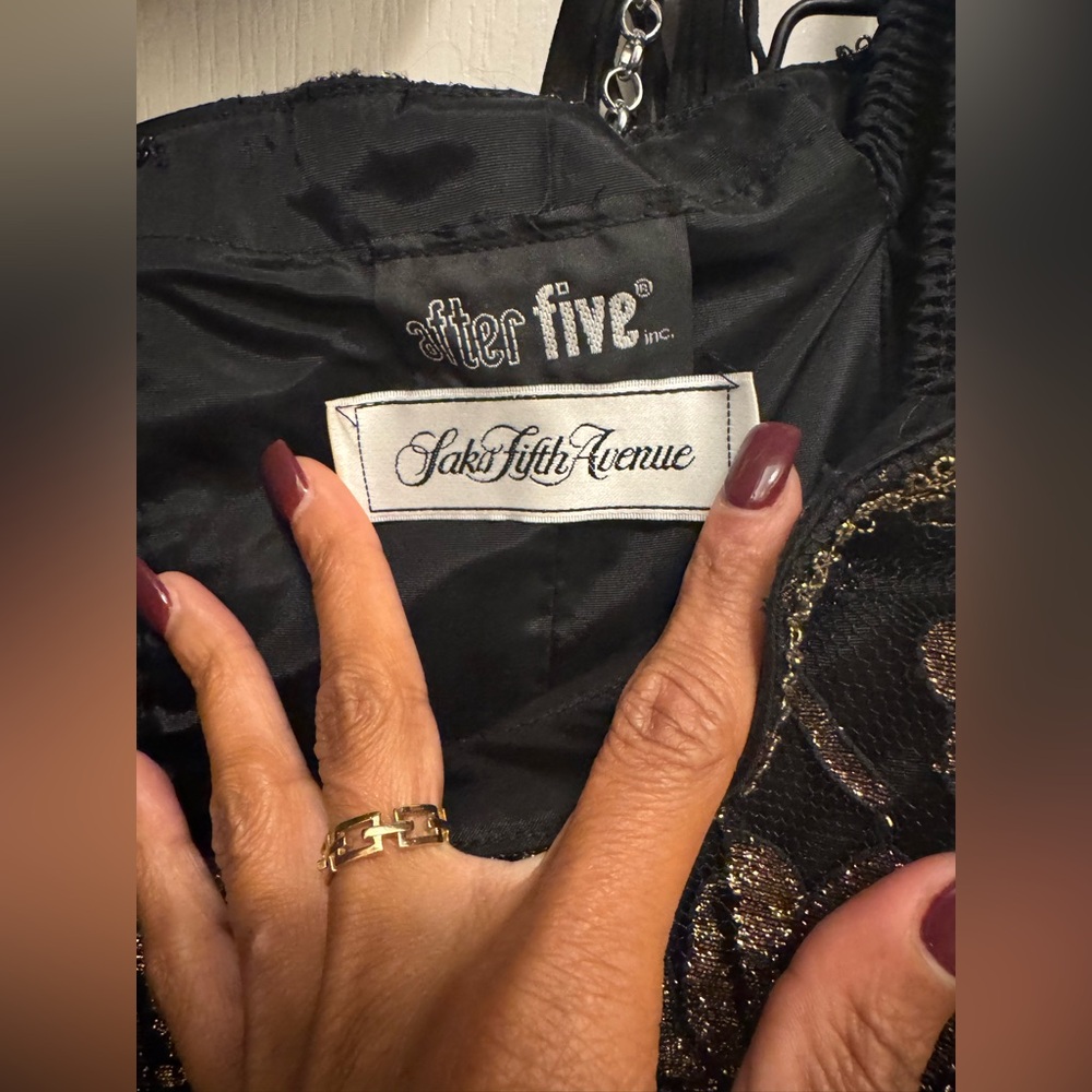 Vintage Saks Fifth Avenue “After Five” Gold & Black Lace Gown — Union Made - Picture 10 of 13